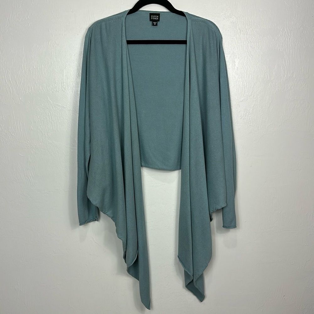Eileen Fisher Silk Cashmere Blend Livid Cascade Open Front Cardigan Size XL